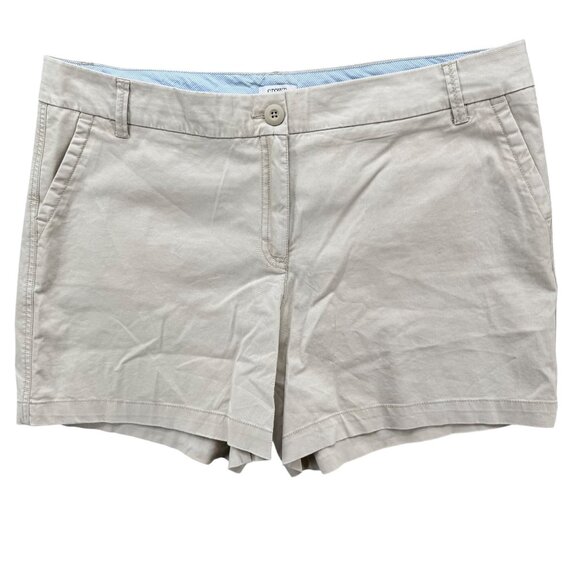 Crown Ivy Caroline Chino Shorts Womens Beige Khaki Flat Front Stretch 5" Size 16 - Picture 1 of 11